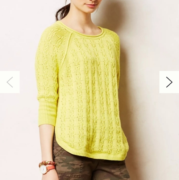 Anthropologie Sweaters - Anthropologie Sparrow Bright Lime Textured Crewneck Sweater